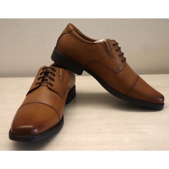 Clarks 26130096 Men's Sz 8.5W Dark Tan Leather Tilden Cap-Toe Dress Shoes - Picture 2 of 12